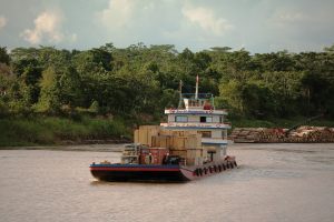 Barge arriving at site